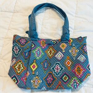 NWT Vera Bradley Hadley East West Blue Geometric Tote Bag